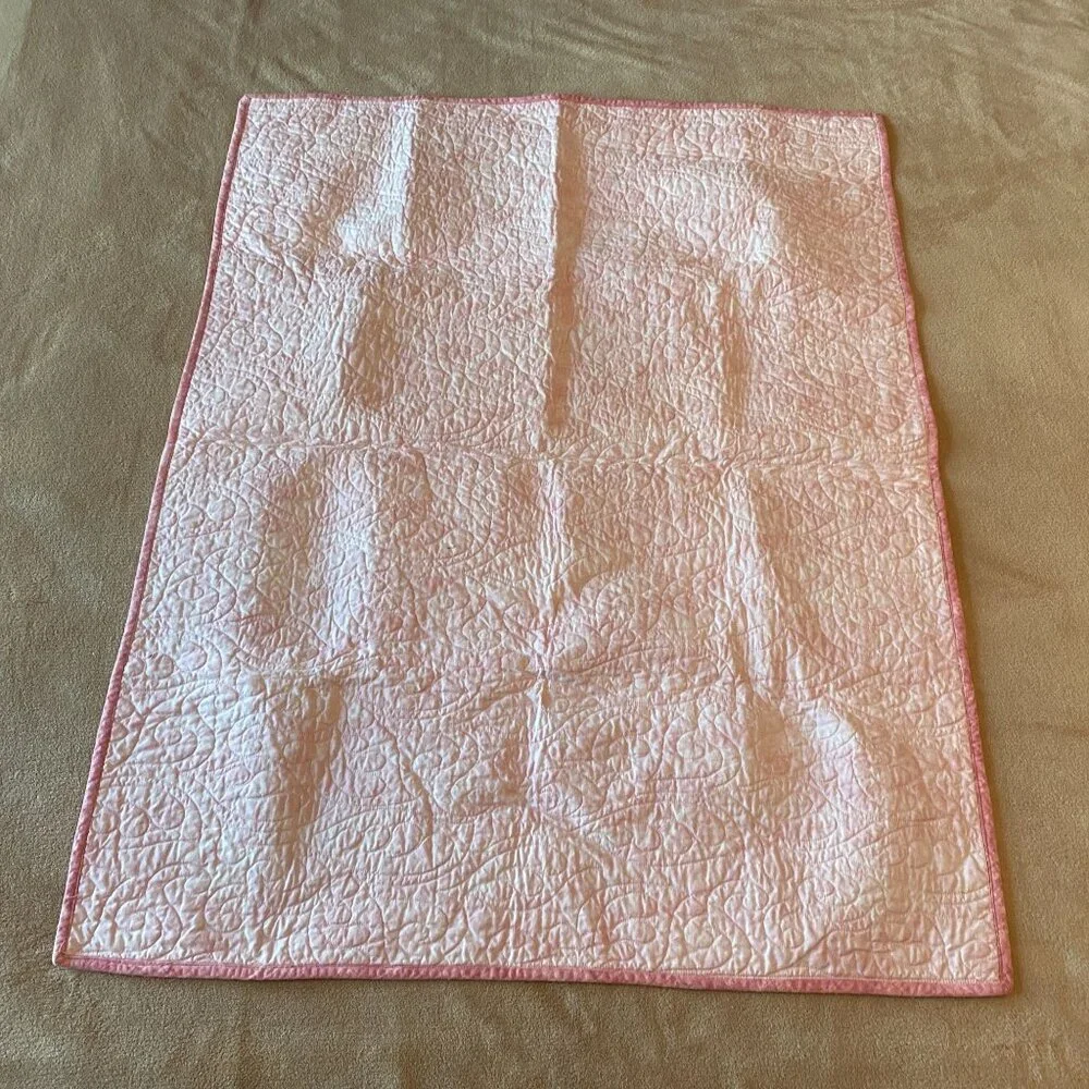 Vintage Handmade Baby Quilt Blanket Animal & Letter Squares Multipurpose 31x39